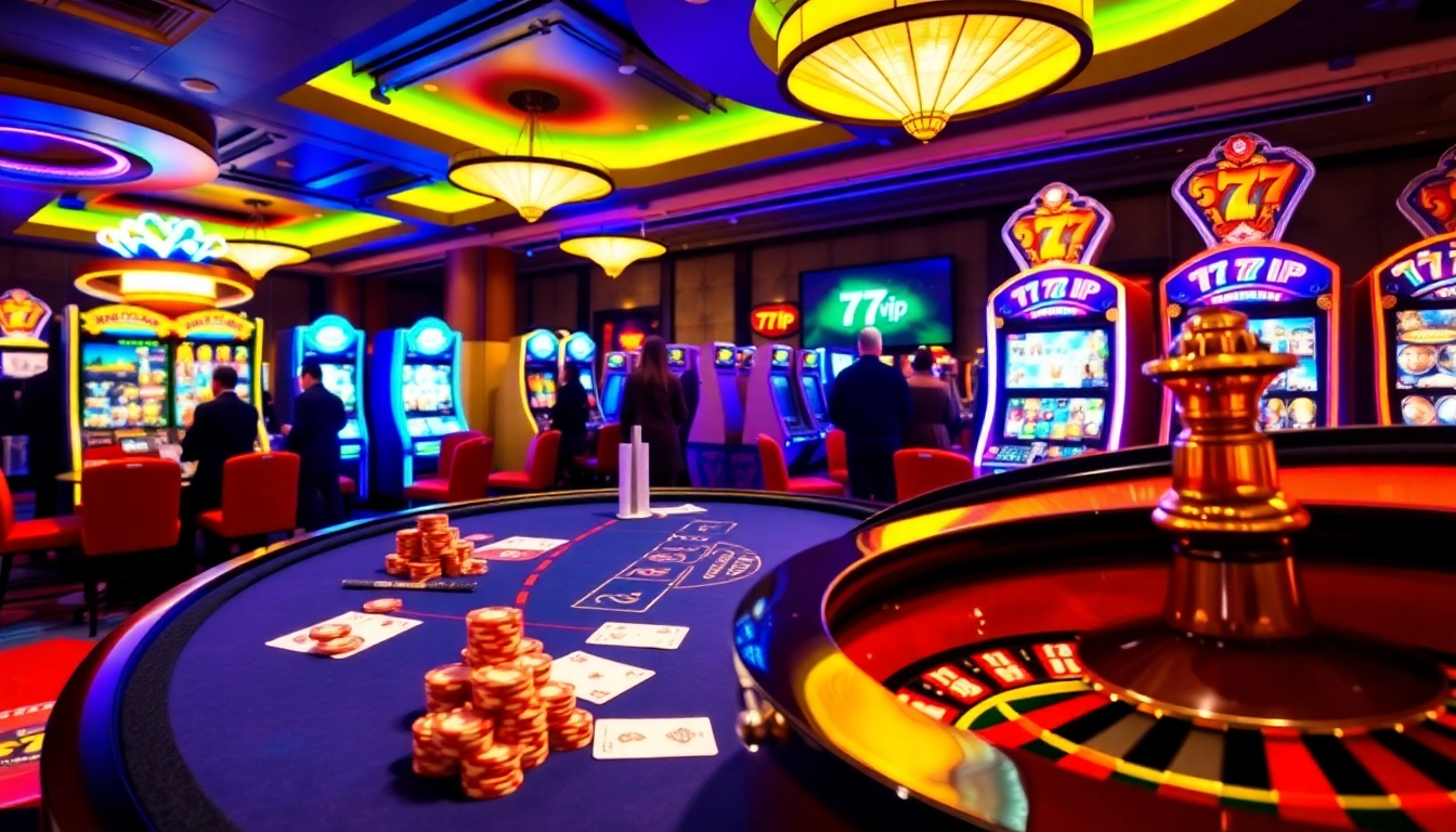 Experience thrilling gameplay at 777vip with vibrant casino tables and exciting slot machines.