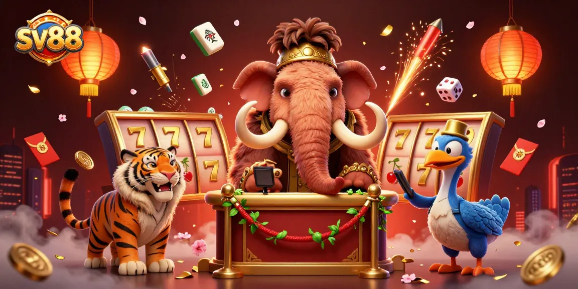 sv88 spins in a lively casino scene filled with vibrant characters and rich gaming elements