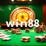 Experience thrilling gameplay at win88 with vibrant casino elements like cards and roulette.