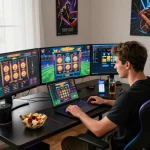 Exciting NK88 online gaming setup with vibrant screens and engaging atmosphere