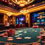 Engaged gamblers strategizing on KEONHACAI at a vibrant casino table.