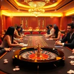 Experience the excitement of lc 88 in a vibrant casino scene with poker chips, cards, and roulette action.
