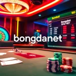 Engaging scene of a casino with poker and sports betting elements, highlighting bongdanet as a top choice.