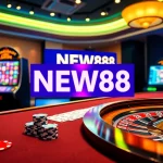 Experience the thrill of betting at NEW88's luxurious online casino with vibrant gaming elements and professional layout.