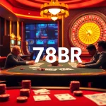 Jogadores curtindo poker e máquinas caça-níqueis no luxuoso cassino 78BR, refletindo entusiasmo e profissionalismo.