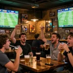 Bet on your favorite matches with XX88 app in a lively sports bar.