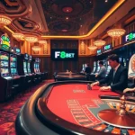 Experience the thrill of F8BET with vibrant slot machines and dynamic poker players.