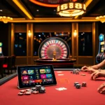 Exciting poker gameplay at 688v, featuring colorful chips and a lavish casino atmosphere.