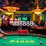 Viva a emoção de apostar em uma mesa de cassino vibrante, com a palavra-chave aa888 em destaque.