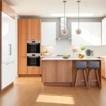 Transform your kitchen with cabinet refacing Clearwater FL, showcasing modern cabinetry and warm wood tones.