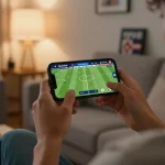 Socolive user enjoying live sports streaming on smartphone, showcasing the thrill of online betting.