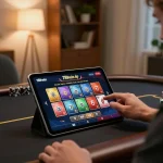 Engaging in thrilling 789win vip online gaming with a tablet in a cozy home setting