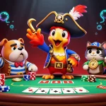 Engage with exciting slot games at ee88 with playful pirate characters and vibrant casino elements.