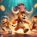 Dabet elevates gaming with a vibrant prehistoric casino scene featuring dynamic characters and crypto elements.