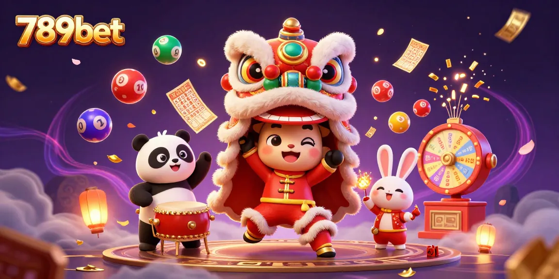 Engage in vibrant gaming with 789bet featuring dynamic lottery balls and festive characters.