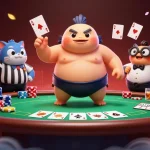 Experience thrilling poker action with the 75BD underwater casino scene featuring a blowfish and catfish referee.