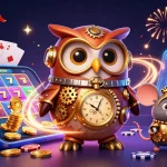 Spin vibrant slot games with NBET in a lively steampunk casino scene.
