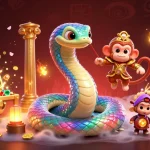 Experience the thrill of lu88 with vibrant slots and a colorful animated scene.