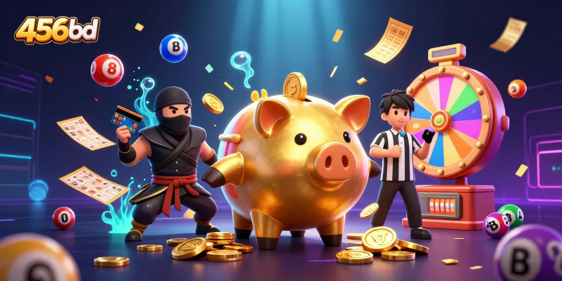 Engage in the excitement of 456bd with vibrant scenes featuring gold coins, a sumo wrestler, and lottery elements.