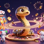 Engage with zbet's thrilling cosmic casino scene featuring astro mice betting on a roulette ring.
