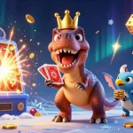 Experience the thrill of gaming at 88m com with a fun-filled casino scene featuring friendly dinosaurs.