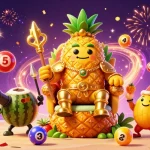 Experience thrilling gameplay with fabet's colorful lottery elements amid a vibrant beach casino scene.