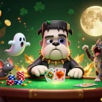 HitClub captivates players with a vibrant 3D illustration of a Frankenstein bulldog dealing cards amid mesmerizing casino elements.