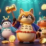 Experience bdtjl's charming casino scene with joyful tanuki and crypto elements, perfect for gamblers.