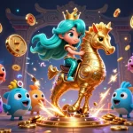Engage with Jun 88 in this vibrant 3D scene featuring a mermaid, seahorse, and colorful gambling elements.