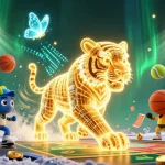 Engage with the thrilling atmosphere of 11bet through this vibrant digital casino illustration.