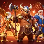 Experience thrilling gameplay at MAN88 with Viking characters and casino elements in a vibrant scene.