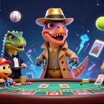 Betting on MAN88: A velociraptor card counter at a casino with a suspicious stegosaurus pit boss.