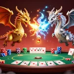 Experience thrilling gameplay with 789bet as twin dragons battle in a vibrant casino scene.