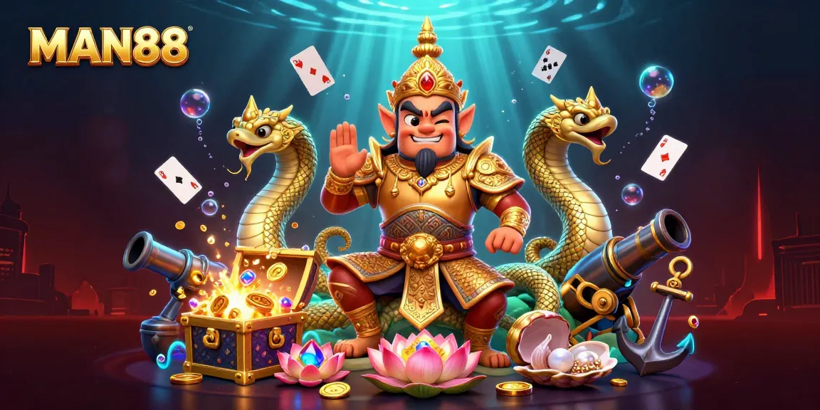 Experience thrilling gameplay at MAN88 with a 3D illustration highlighting competitive elements of online gambling.
