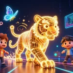 Play thrilling slot games with MAN88 in an immersive 3D casino landscape filled with neon energy.